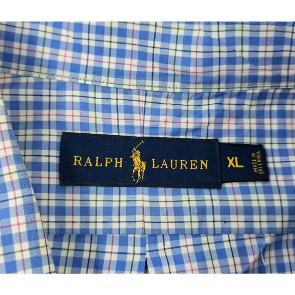 Ralph lauren preppy long sleeve button up blue pink check XL EUC career casual - Picture 4 of 6